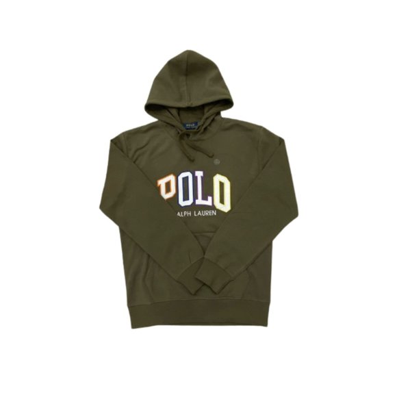 NWT Polo Ralph Lauren Men's Logo Graphic Fleece Hoodie Color Olive Size S - XL - Picture 2 of 7